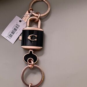 Coach Black and Rose Gold Padlock Key Holder or Charm Very Cool Coach